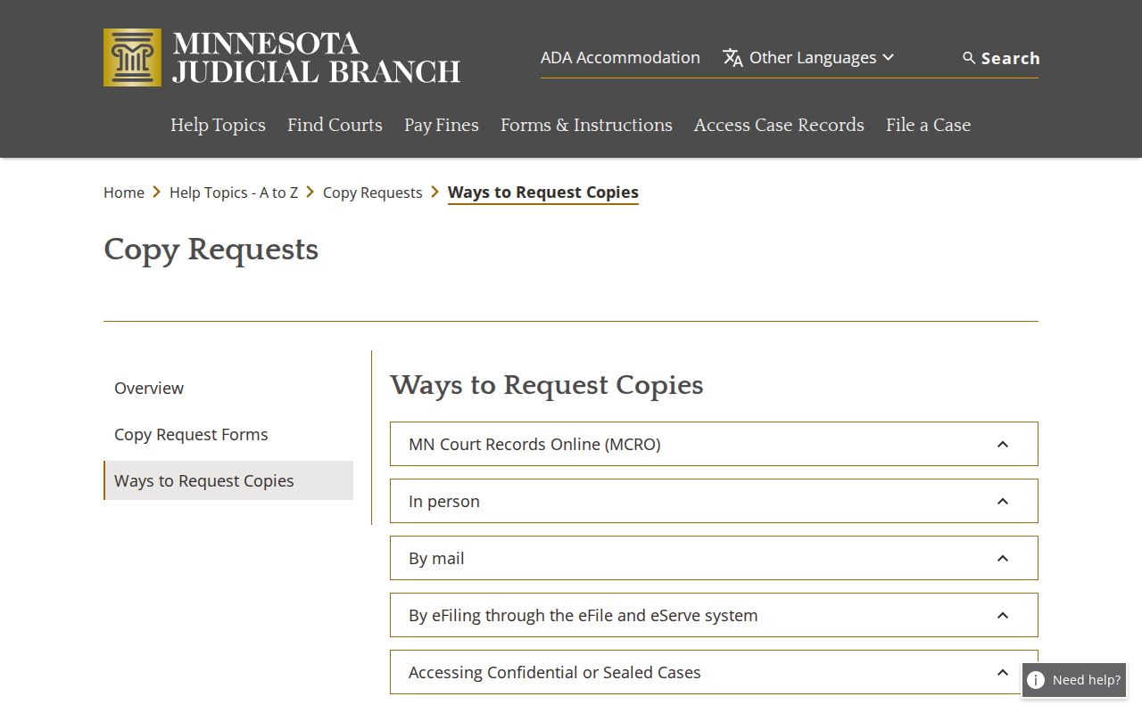 Becker County court records copy request options