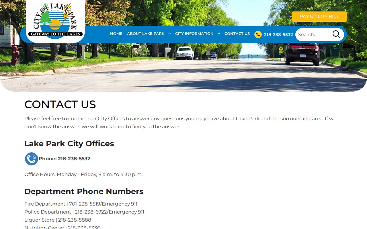 Lake Park court records official city contact context