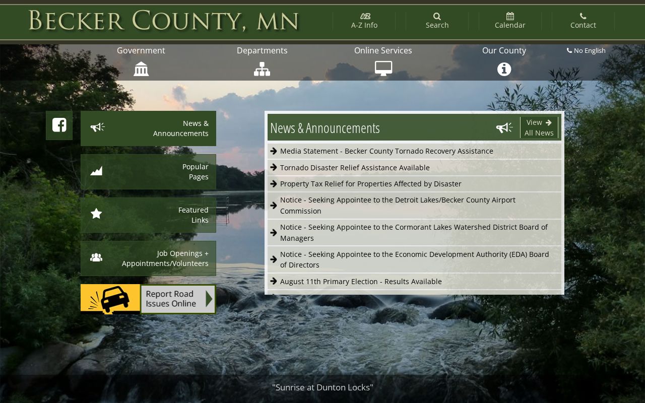 Becker County court docket county government records context