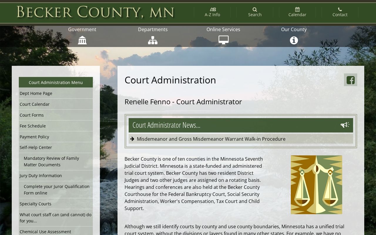 Becker County court docket Court Administration records office