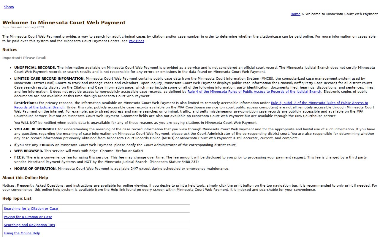 Becker County traffic court records Web Payment help home
